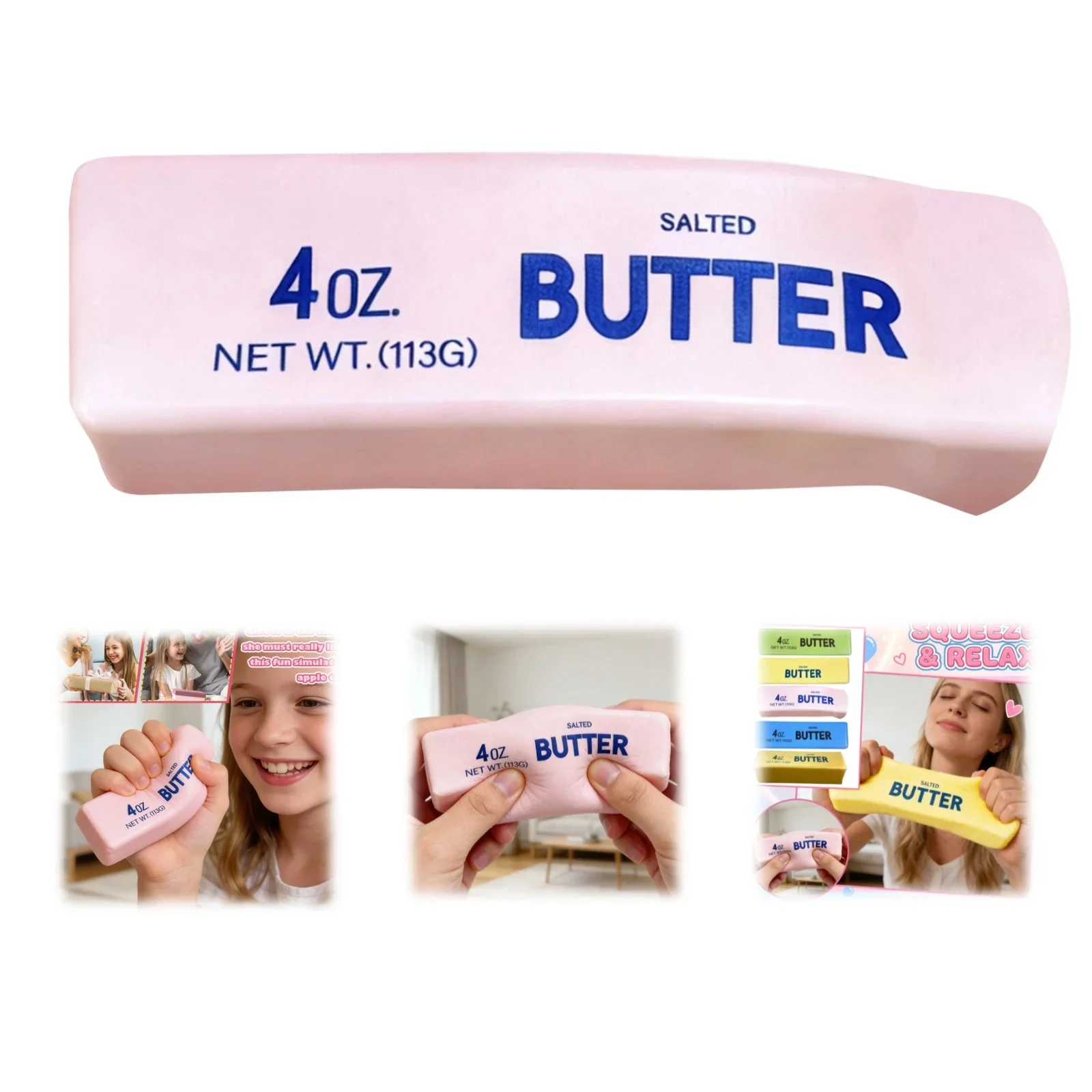 REGULAR SIZE Butter Stress Ball – Soft & Slow-Rebound Squishy Toy Yellow or Pink or gold or blue - Image 2