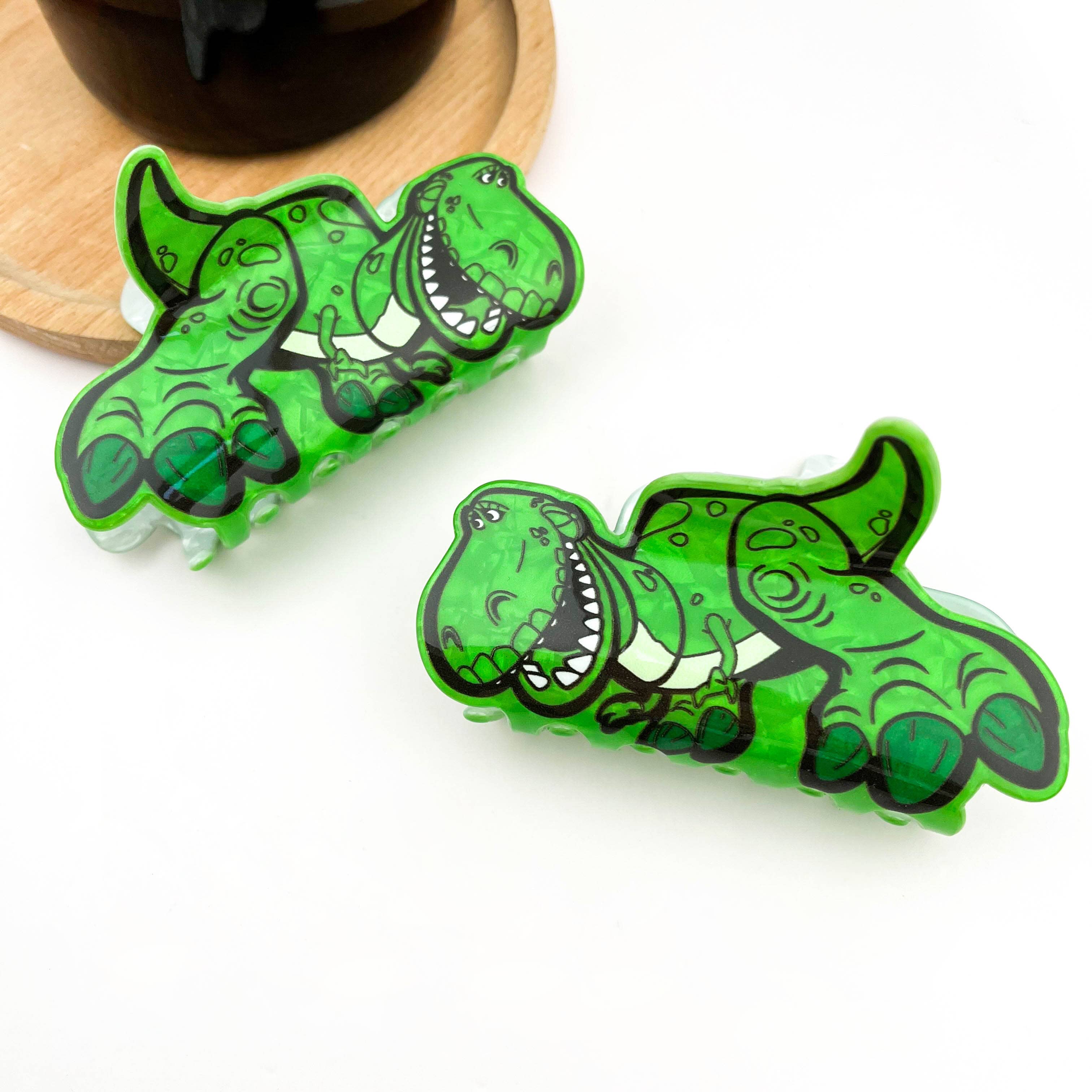 Green Dinosaur Hair Clip, Cute Prehistoric Style Claw Clip - Image 2